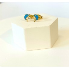 Παιδικά Σκουλαρίκια Χρυσά 9Κ - Δελφίνι με μπλε σμάλτο (KID213)